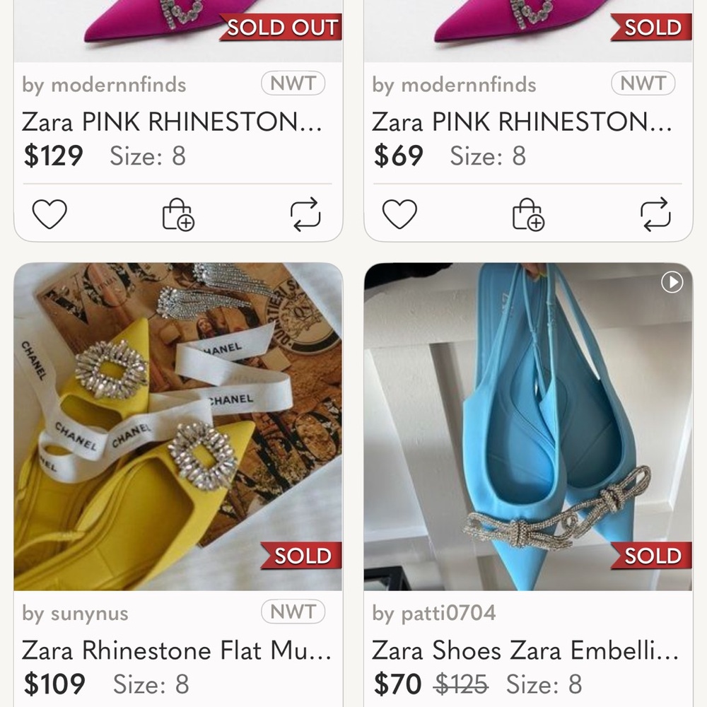 NWT! ZARA  FLAT MULES WITH EMBELLISHED BOW FUCHSIA - Picture 8 of 8